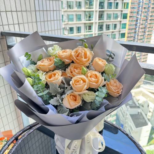 11朵香檳玫瑰鮮花花束