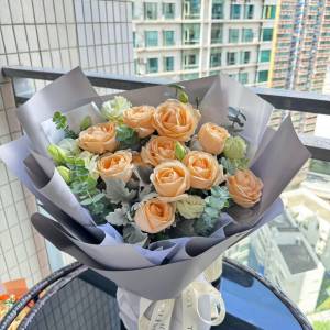 11朵香檳玫瑰鮮花花束