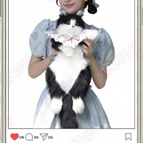 童話擼貓奶牛貓手工毛絨仿真背包