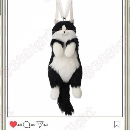 童話擼貓奶牛貓手工毛絨仿真背包