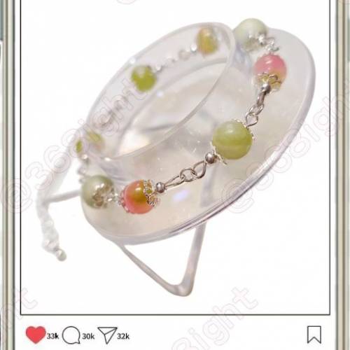 ✨包郵原創「蜜桃青提」碧璽仙手鍊｜春意流光腕間舞✨