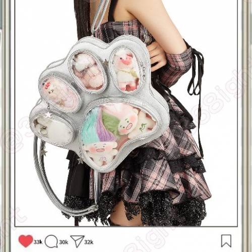 可愛貓爪日系風少女書包雙肩斜挎袋