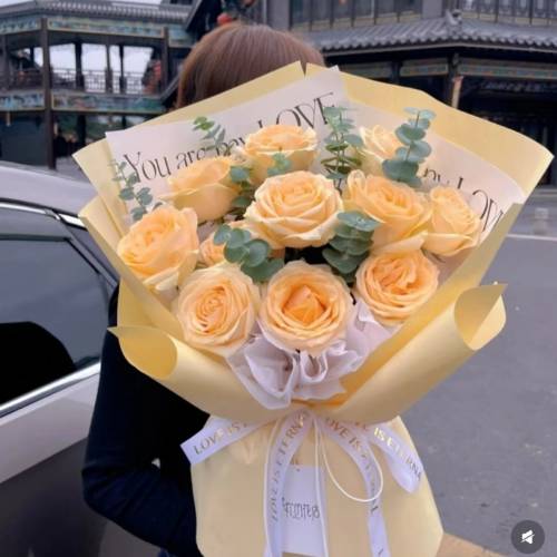 黃色系列玫瑰花鮮花花束1