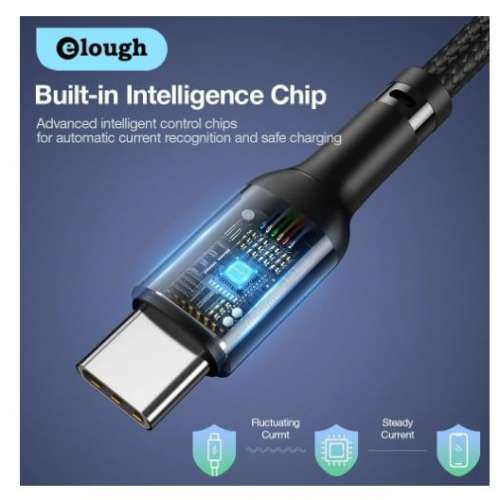 全新Elough双子星PD100W手機快充數据綫 type-c to type-c充電綫