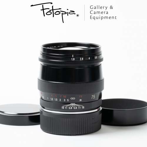 || Voigtlander Ultron 75mm F1.9 S-C - Black Paint with hood (M mount) ||