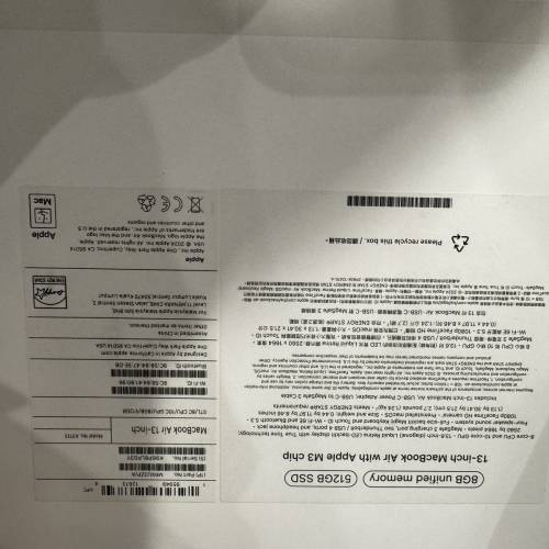 MacBook air M3 有512GB