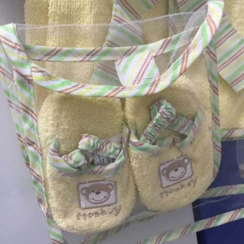 Baby Hooded Bath Robe + Slippers Gift Set for 0-6months NEW 嬰兒浴袍套裝