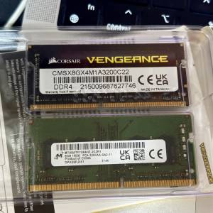 兩條DDR4 Notebook 8GB Ram