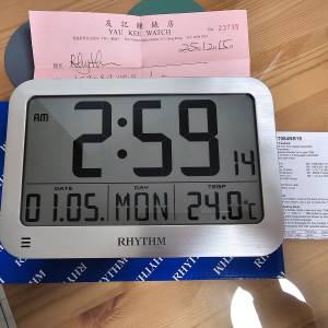 * 日本 * Rhythm * 麗聲＊中形 *  * 數字石英 鐘 *