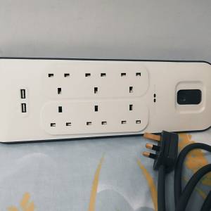 Belkin 6插蘇位防雷保護拖板 (BSV604sa2M) 原裝行貨--二手全正常--2.4安倍, 2個USB...
