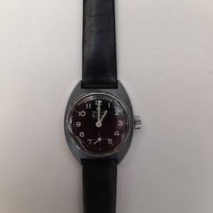 Vintage 1970 Swiss Yema Lady's Hand-winding Red Dial Watch W/Offset Second Hand.