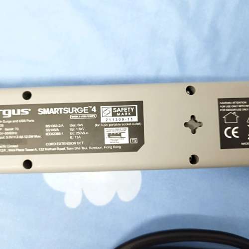 13A拖板Targus Smartsurge4--香港通用--插蘇位防雷保護拖板--原裝行貨--二手全正常...
