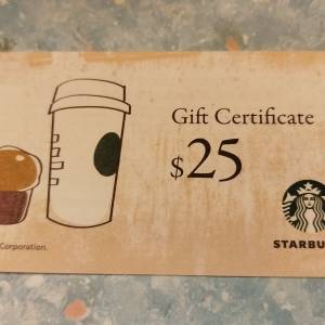 星巴克25蚊現金券