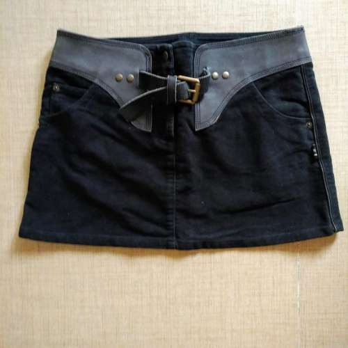 Made in Italy Gaultier buckled leather saddle denim skirt size 38