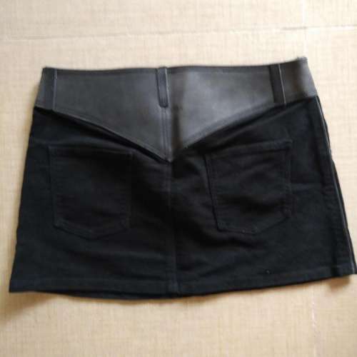 Made in Italy Gaultier buckled leather saddle denim skirt size 38