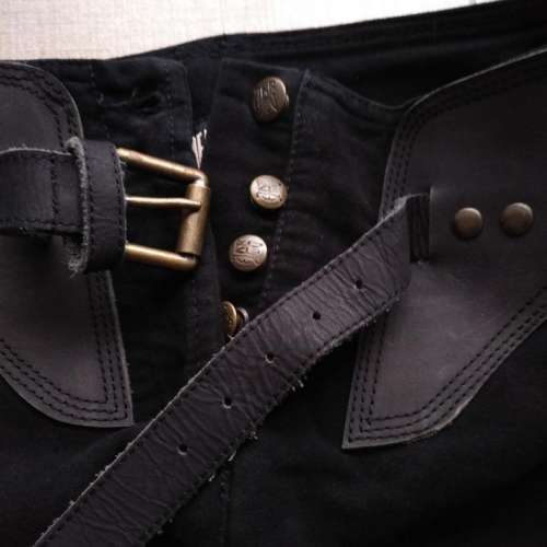 Made in Italy Gaultier buckled leather saddle denim skirt size 38