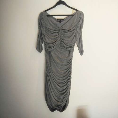 BCBGMaxAzria modal mid sleeve ruched dress M