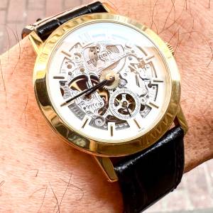 近全新 18K RG 實金 綺年華 ETERNA 1856 SKELETON 人手雕花打磨 藍鋼螺絲 透視機芯 ...