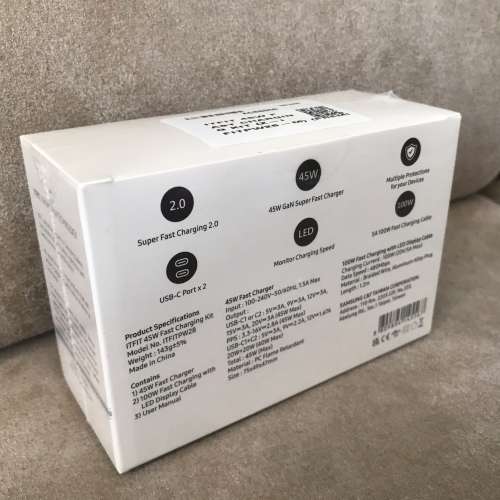 ⚡️ ITFIT 45W Fast Charging Kit (Charger+Cable) ITFITPW28 NEW 全新 充電器+充...