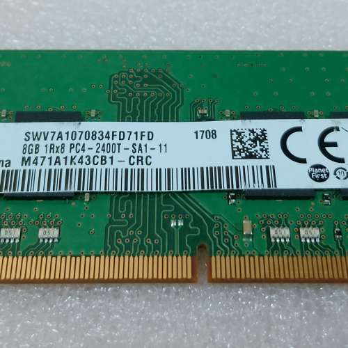 新淨 Lenovo Samsung DDR4-2400 8GB 手提電腦記憶體 , 原裝正品100% WORK