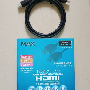Max HDMI 4K High Speed 1.8m Cable
