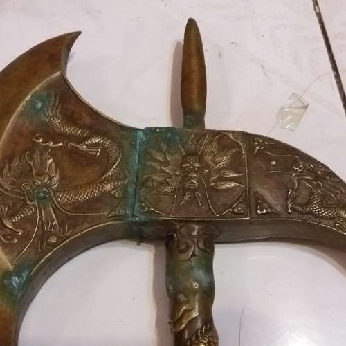 (珍藏擺設 古董全銅斧頭一對