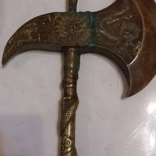 (珍藏擺設 古董全銅斧頭一對