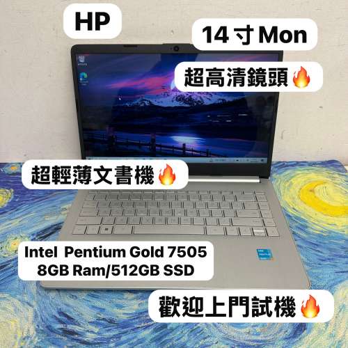 (性價比高超輕薄🔥HP文書機)HP Intel Pentium (R) Gold 7505 /4,8GB Ram/128,256,5...