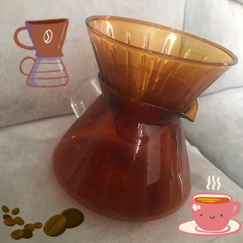 ☕️  Coffee Filter Cup + Drip Pot Glass USED 咖啡 錐形 咖啡濾杯 + 咖啡壺 ☕️