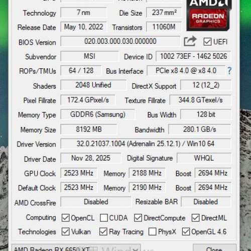 MSI 6650 XT GAMING X 8G