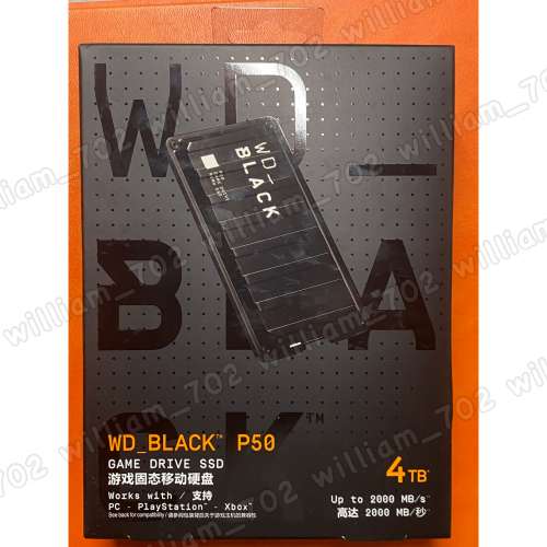 Western Digital Black P50 4TB Potable SSD WD Black P50 移動硬盤 西數SSD Scand...