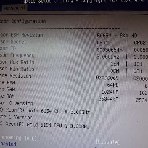 SUPER X11DDW-NT server 底板/XEON GOLD 6154*2 36核心72線 /8GB*6