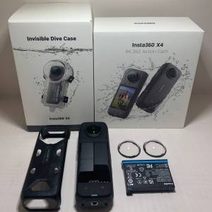 [觀塘實體店] 二手 Insta360 X4 (高級玻璃鏡頭保護鏡+全隱形潛水殼+控溫握套) 行貨...