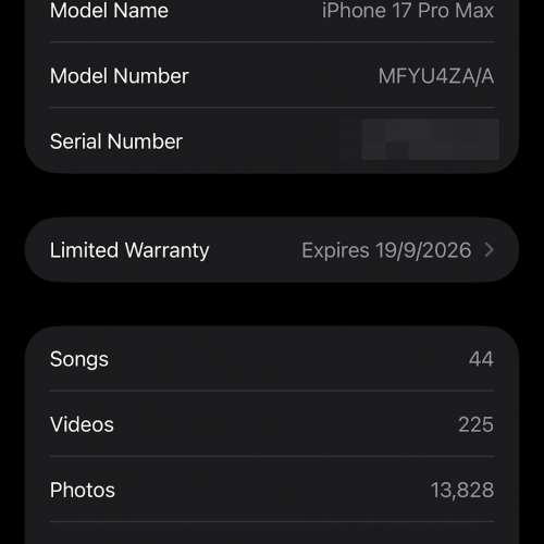 iPhone 17 Pro Max 512GB 電池健康度:100%