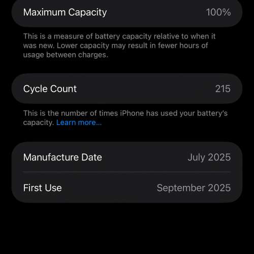 iPhone 17 Pro Max 512GB 電池健康度:100%