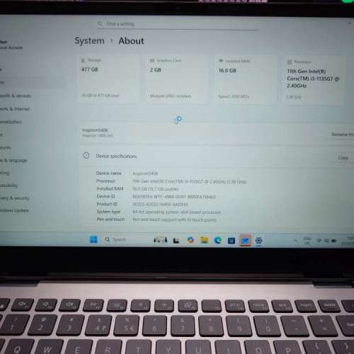 DELL 二合一平板電腦 INSPRION5406 1135g7 MX330 16g 512gb TOUCHSCREEN