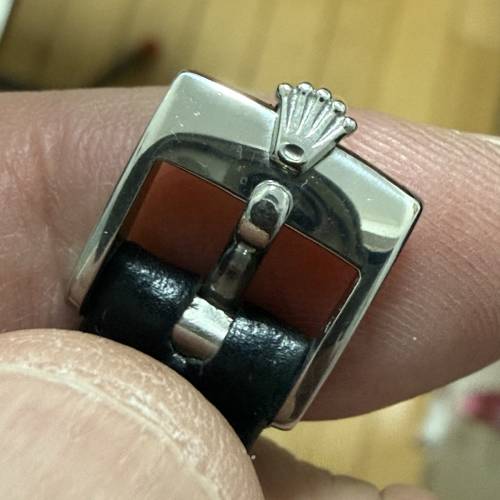 原裝早期 Rolex 勞力士古董女裝精鋼針扣 連原廠黑色真皮錶帶 稀有小尺寸 $999