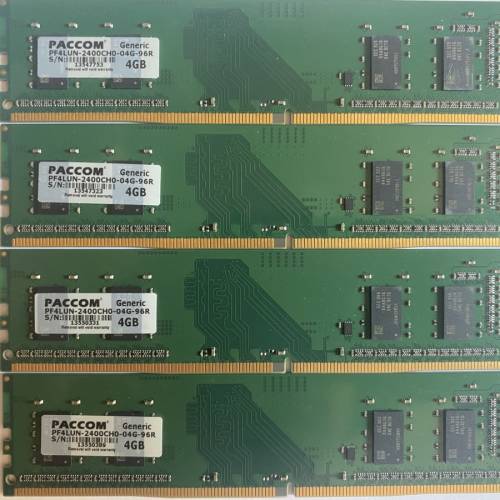 (4條價) PACCOM 4GB DDR4 2400MHz RAM DIMM
