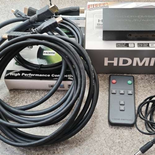 HDMI 3進1出 切換器 + 4 條 HDMI 線 ( cable switcher 分配器 分線器 )