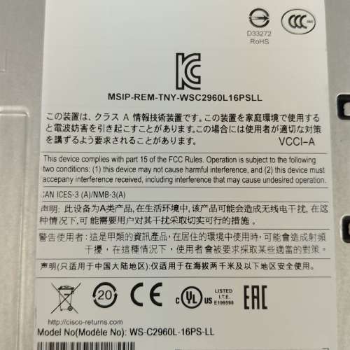 Cisco Catalyst WS-C2960L-16PS-LL PoE+ Switch