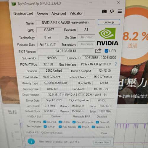 RTX A2000 8GB ITX 白色