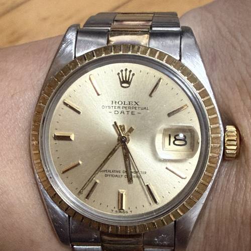 好X新淨😆 Rolex 1505 金鋼  k金圈 34mm錶面 膠鏡 78353金鋼帶11格 $32888
