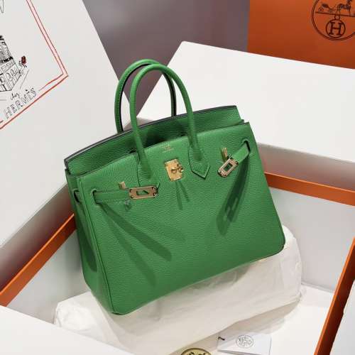 愛馬仕Herm&egrave;s Birkin25 金扣 Togo 皮 竹子綠 實物拍攝