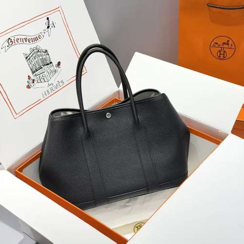 愛馬仕Herm&egrave;s Garden Party 花園包 黑色 Negonda 皮 實物拍攝