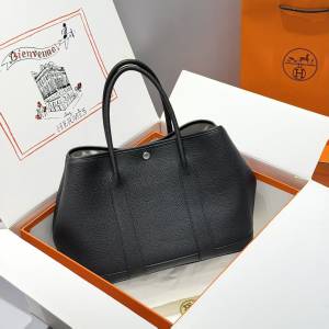 愛馬仕Herm&egrave;s Garden Party 花園包 黑色 Negonda 皮 實物拍攝