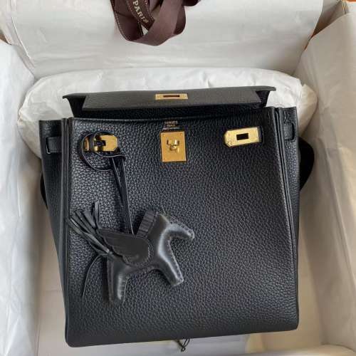 愛馬仕# Herm&egrave;s Kelly Ado 黑金 TC皮 H056849CK89 實物拍攝