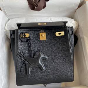 愛馬仕# Herm&egrave;s Kelly Ado 黑金 TC皮 H056849CK89 實物拍攝