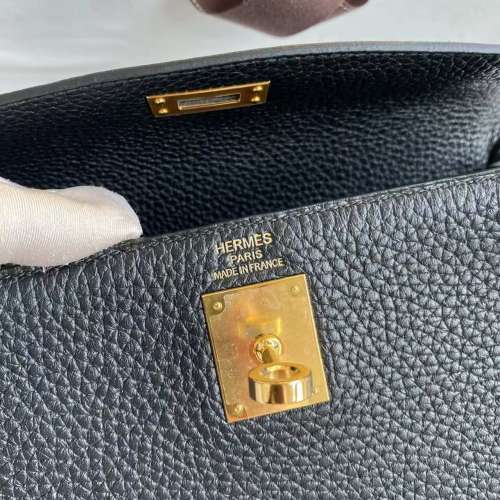 愛馬仕# Herm&egrave;s Kelly Ado 黑金 TC皮 H056849CK89 實物拍攝