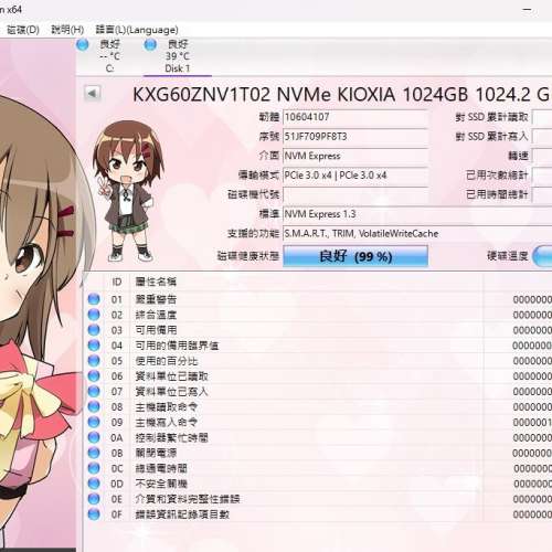 KXG60ZNV1T02 NVMe KIOXIA 1024GB