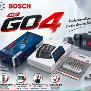 BOSCH GO 4 GSD4V-5 Box Set + 38-Piece Manual Bits & Sockets Set + 8Pcs Long Bits